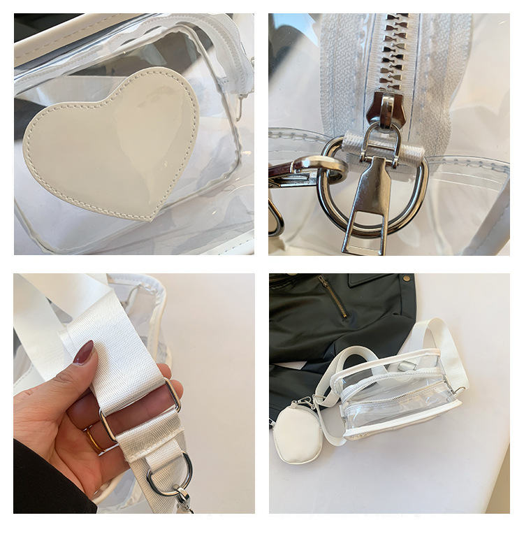 405g Weight Zipper Closure Type Single Shoulder Strap Strap Type Square Bag Bags Type Casual Occasion PVC Material Heart Shape Pattern Spring&Summer Season Women's Gender Streetwear Style Square Shape Women's PVC Heart Shape Streetwear Square Zipper Square Bag 3