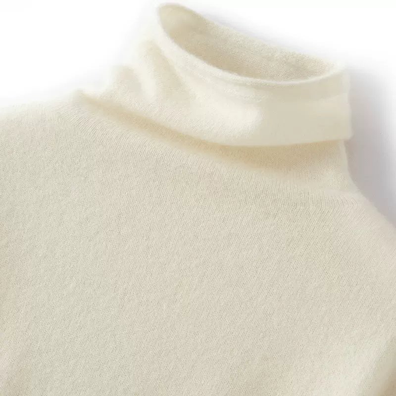 100%纯山羊绒衫高领女秋冬保暖内搭针织打底衫无缝堆堆领羊绒毛衣