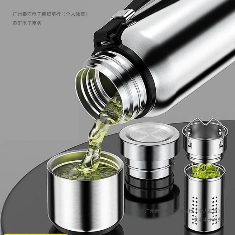 Термос для мужчин, большой объем, разделение чая и воды, чайник из нержавеющей стали 316, цельнометаллическая кружка, новинка 2024, оптовая продажа с пузырьками