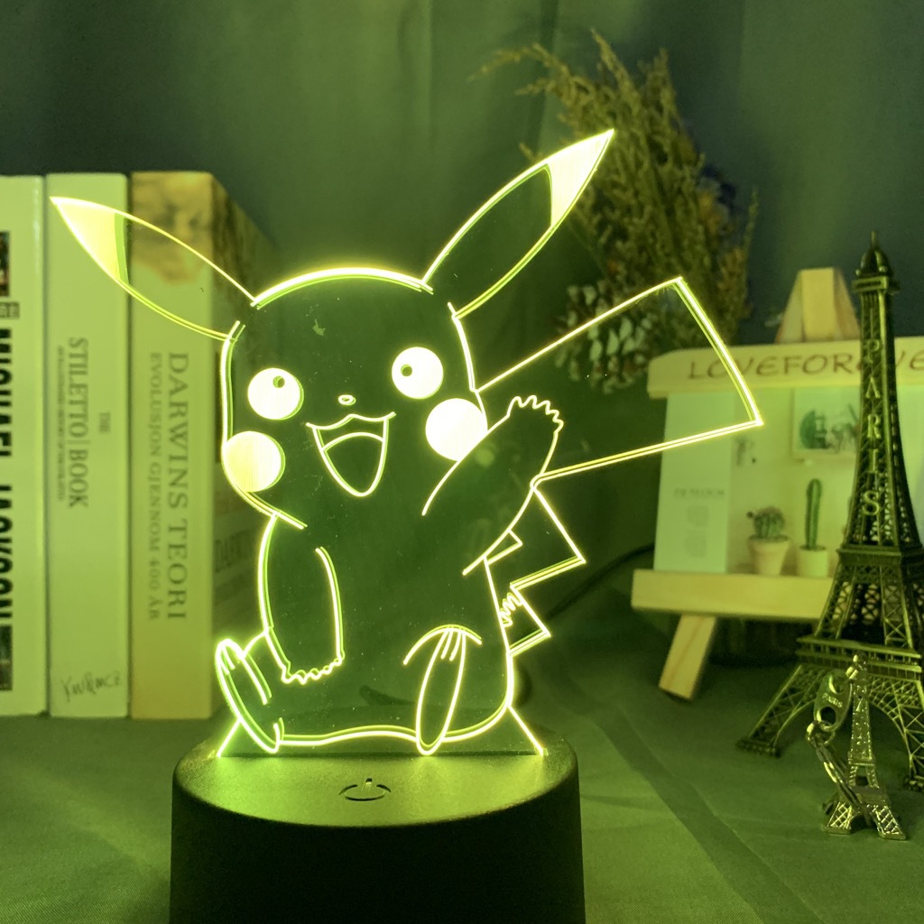 Baokemeng Pikachu 3D luz de la noche LED producto creativo mascota elfo regalo lámpara Mesa mágica bebé