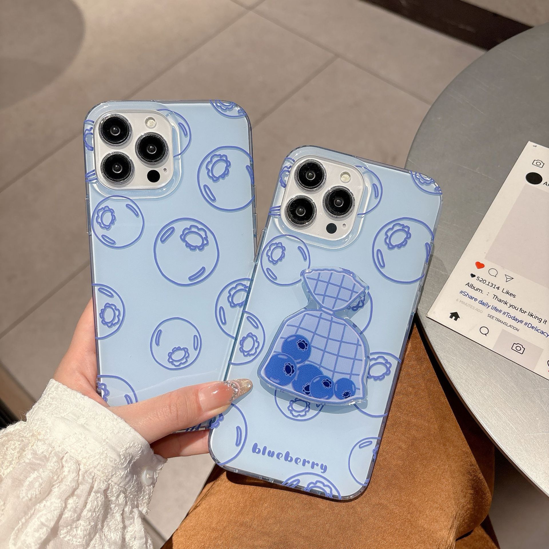 Divertido bolso de compras arándano apple 16ProMax funda para teléfono móvil 15Pro fruta 14/13 soporte 15PM hembra