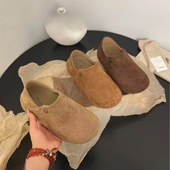 复古风乐福豆豆鞋女2025年秋季新款磨砂大头平底两穿休闲懒人鞋