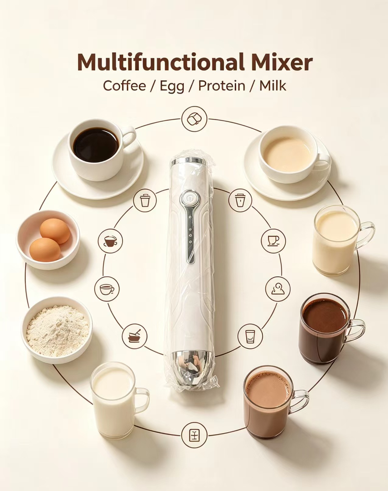 Cross-border bestselling electric egg beater milk frother coffee foamer whisk milk mixer cordless egg beater