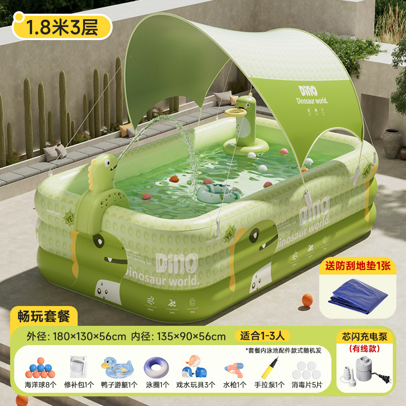 1.8 meters 3-layer dragon cub green + silver glue tarpaulin + pole + wired core …