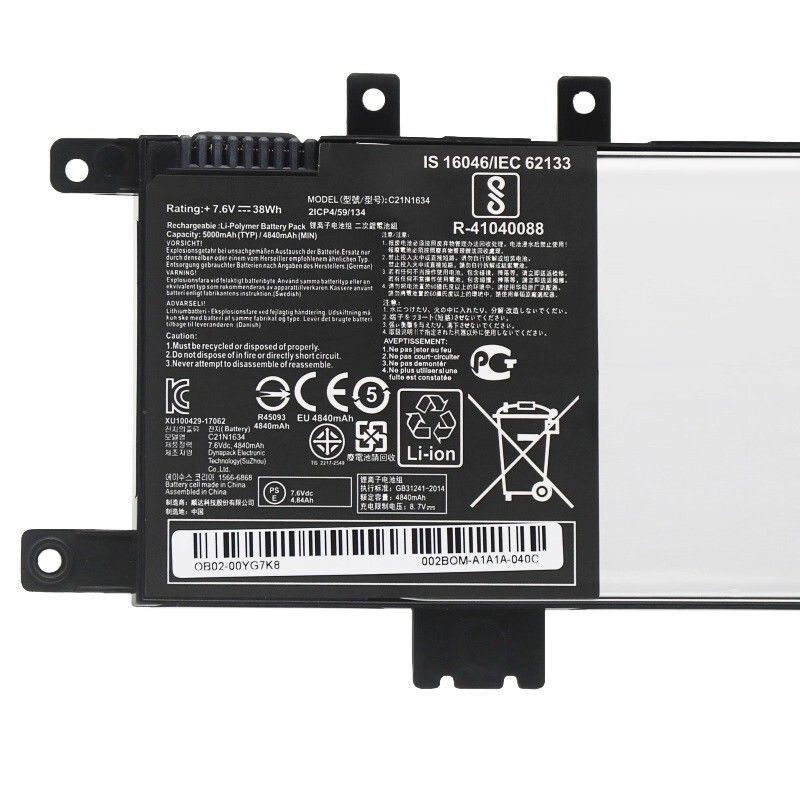Suitable for Asus A580U R542Ur V587U Fl8000U C21N1634 Laptop Battery
