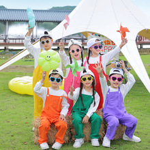 元旦儿童背带裤演出服啦啦队运动会幼儿园舞蹈小学生合唱表演服装