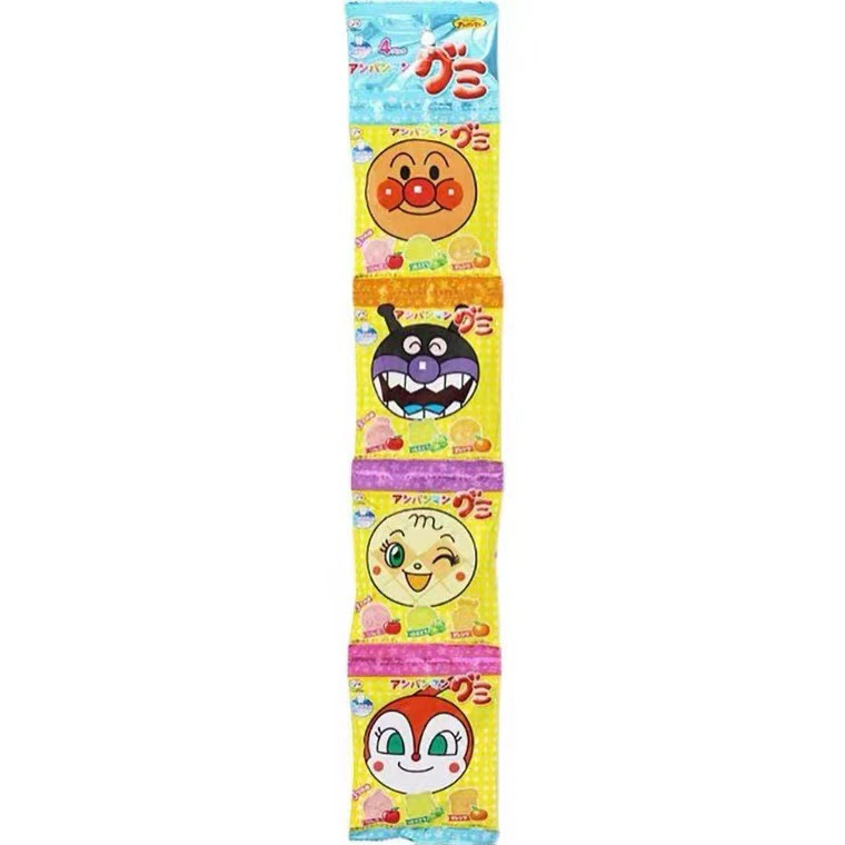 Японский импорт Fujiya Anpanman Соки Три фрукта вкус мармеладки Четыре упаковки QQ мармеладки 21 г