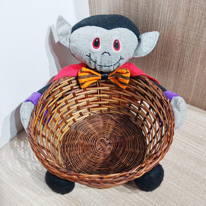 新しいハロウィーン装飾パーティー用品ホームオフィスデスクトップ収納バスケットハロウィーン竹バスケットキャンディーバスケット卸売り|undefined