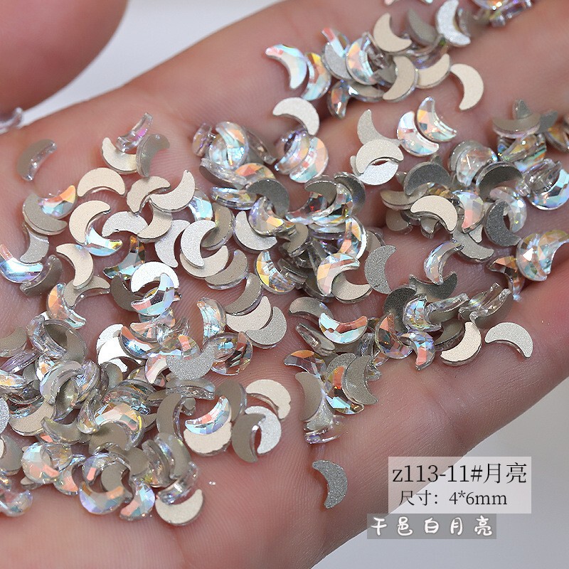 外国貿易製品、カラフルな三日月ダイヤモンド、多用途のヨーロッパとアメリカのフラッシュモカミニムーンダイヤモンドジュエリー|undefined