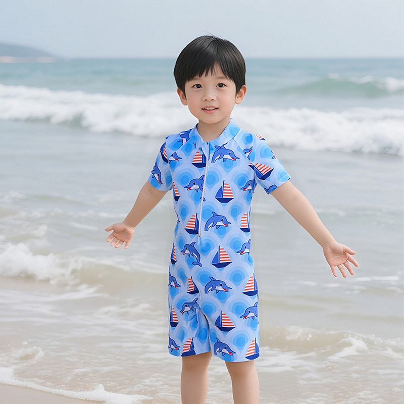 Traje de baño mono de los niños protección solar traje de surf bebé coreano dibujos animados niños traje de baño de vacaciones