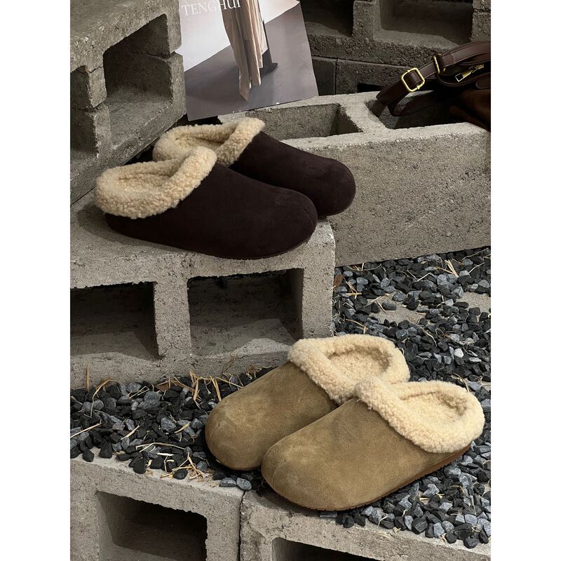 Thick-soled, height-increasing, and fleece-lined 2026 winter new snow boots, closed-toe furry shoes, cotton slippers for women, suitable for outdoor wear Thick-soled, height-increasing, and fleece-lined 2026 winter new snow boots, closed-toe furry shoes, cotton slippers for women, suitable for outdoor wear