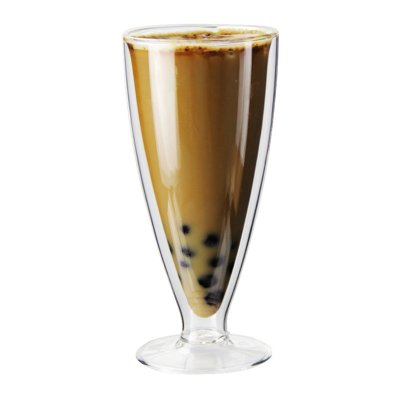 INS cream rice accompanying coffee cup double drinking straw glass 340ml