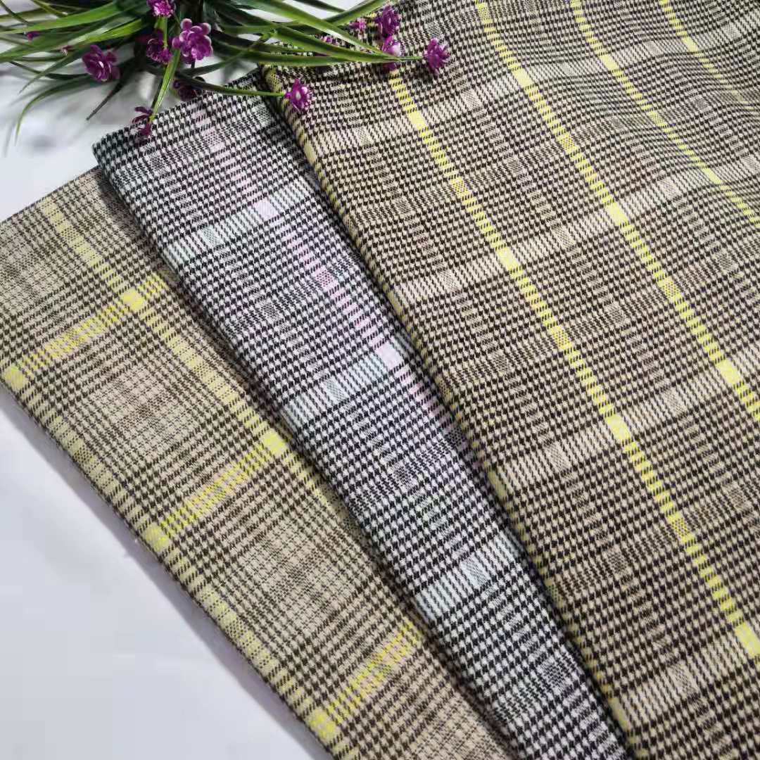 绍兴厂家现货新款千鸟格子大衣呢  西装时装箱包粗纺千鸟格毛呢布|ru