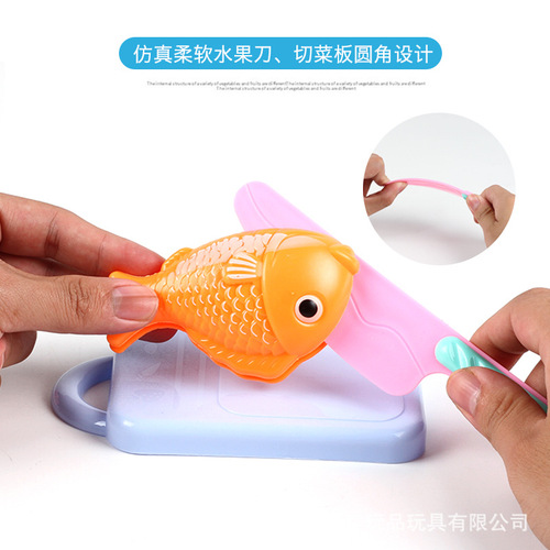 Factory direct sale play kitchen toy set with cutting and slicing functions, 3-piece plastic simulated kitchen pizza and cake models, fruit and vegetable cutting toys