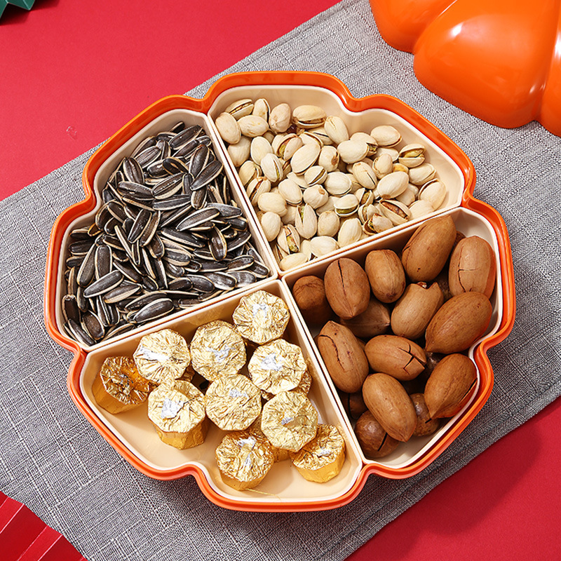 Caja de dulces Guofeng Caja de almacenamiento de bocadillos con tapa Caja de división creativa Sala de estar Año Nuevo Caja de frutos secos para el hogar Plato de nueces