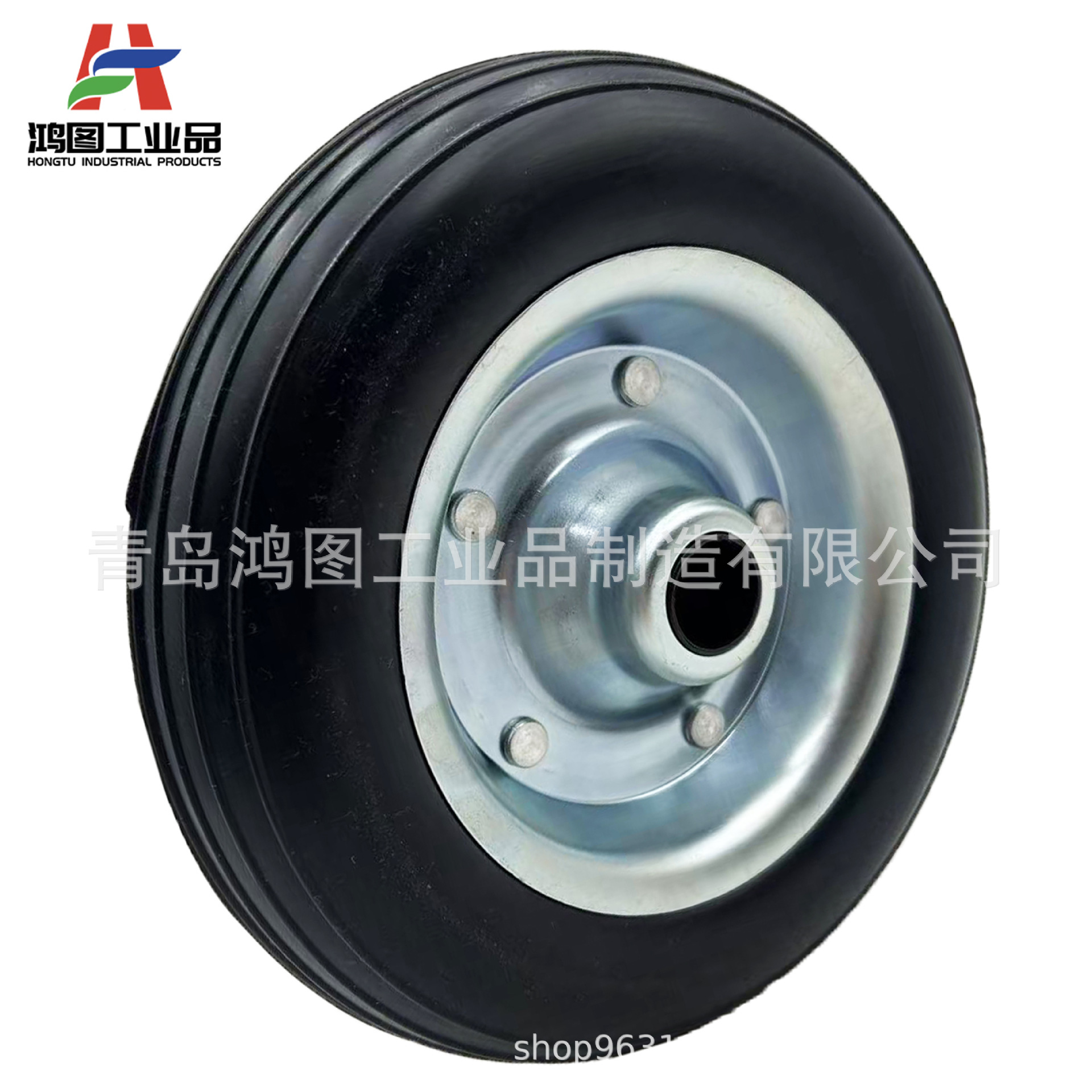 8寸PU发泡轮 200x50千斤顶轮子铁轮毂 手推车聚氨酯发泡实心轮胎