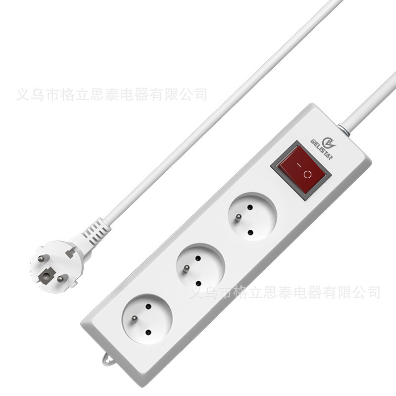 桌面插排法式法国带开关跨境插线板家用接线板电源插座多功能排插