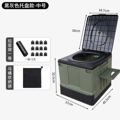 camping deodorant toilet for | Kempinq və səyahət - medium-toilet-military-green-upgraded-with-tray-garbage-bag-storage-bag