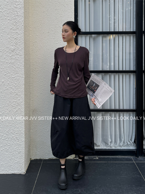 JVV十三行2025秋季新款日系简约风宽松气球裙子显瘦半身裙女71215|undefined