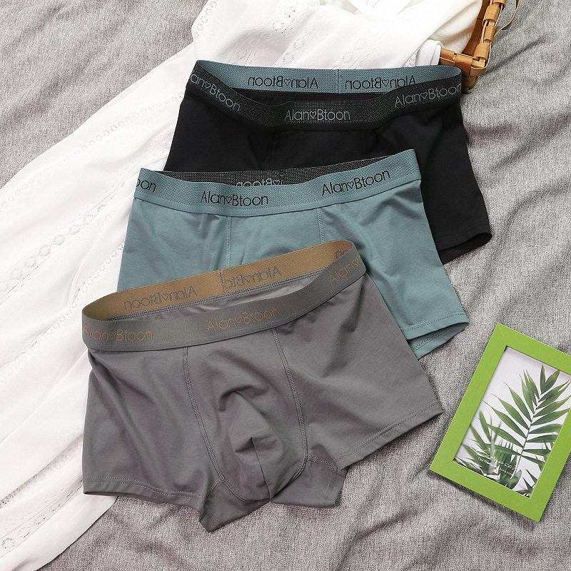 3条装 男士内裤男纯棉舒适透气四角平角裤中腰运动休闲男款短裤衩