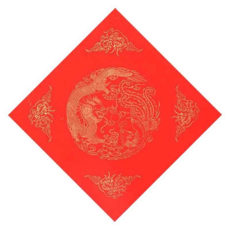 Fu-Zi - Dou Fang Wannian papel de arroz rojo copla de primavera al por mayor caligrafía en blanco rociado papel rojo dorado al por mayor
