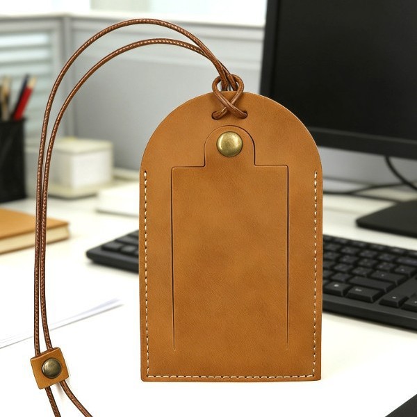 Cross-Border Retro-Style Leather Luggage Tag, Portable Anti-Loss Travel Luggage Tag, Business Trip Pass Storage Tag