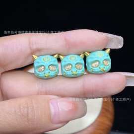 菱镁矿绿松石爱心阿呆配件串珠手链招财手串DIY配件手链文玩配饰
