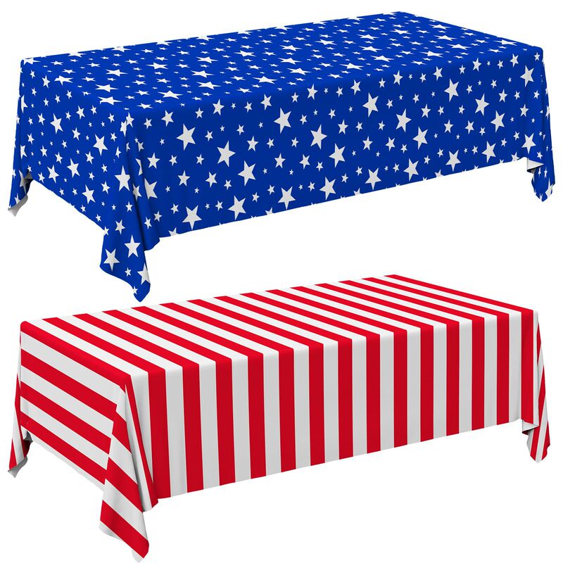 Cross-Border Patriotic Theme Red and White Striped Blue Tablecloth Digital Printing Creative Gift Removable and Washable Direct Sales from the Manufacturer Cross-Border Patriotic Theme Red and White Striped Blue Tablecloth Digital Printing Creative Gift Removable and Washable Direct Sales from the Manufacturer