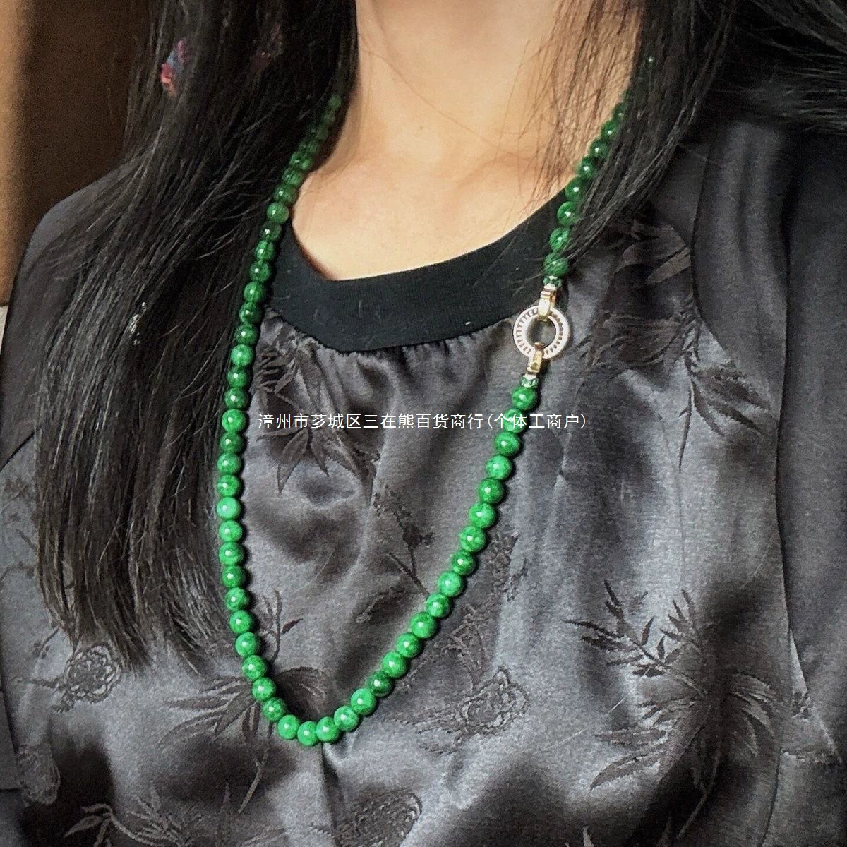 Популярное ожерелье из жадеита, сухое зеленое ожерелье из 108 бусин, бусины на ключице, императорский свитер, многокруглый ретро, ​​длинный национальный стиль, популярный осенне-зимний стиль