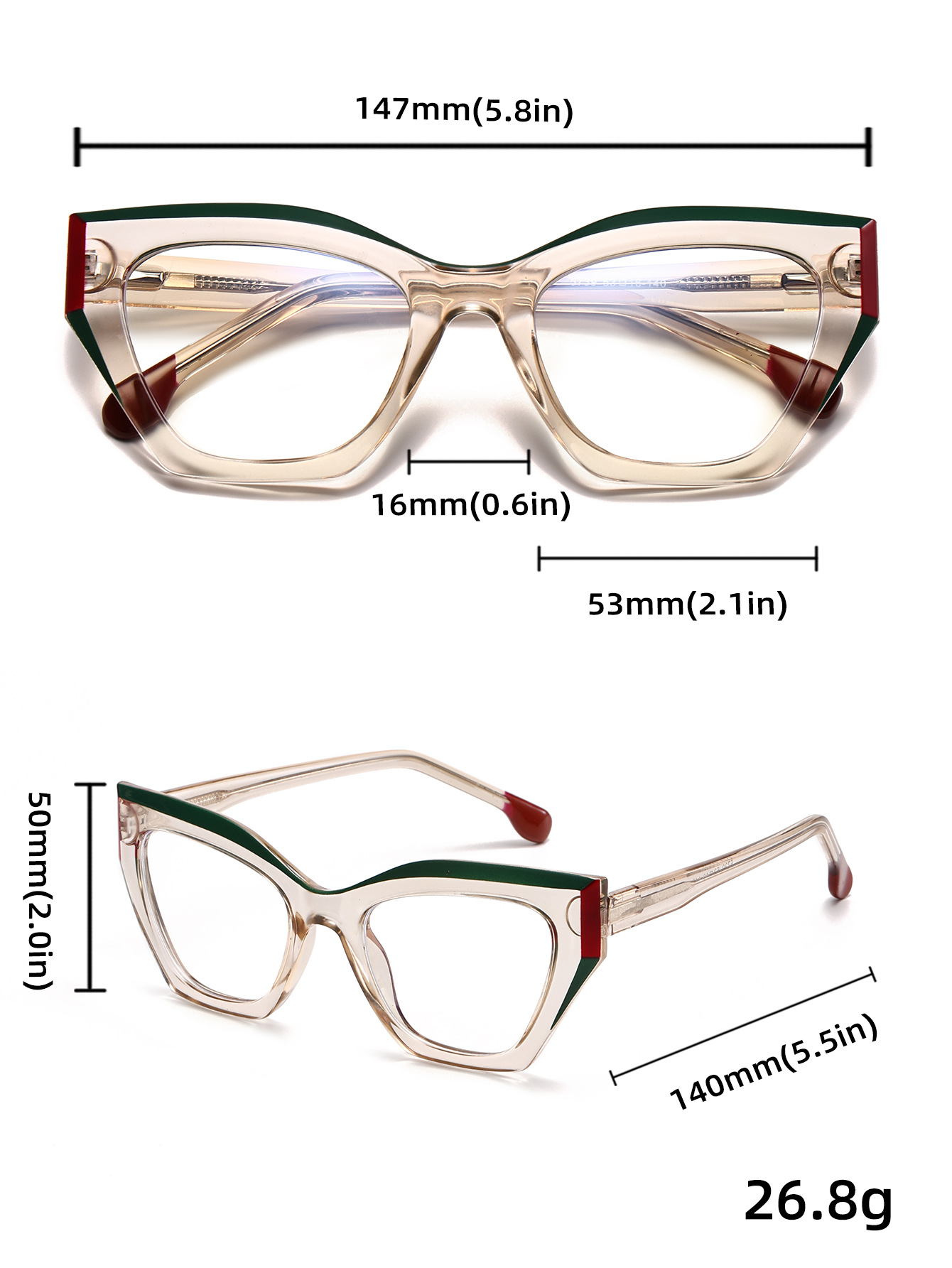 Anti blauwlicht bril retro mode voor dames met platte lens_voghion.com