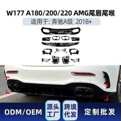 Big Surrounded, Suitable for Mercedes-Benz W177 Car Kit - hatchbacksedan-version-double-outletfour-outlet-tail-lip-kit-tail-lip-kit-black-2018