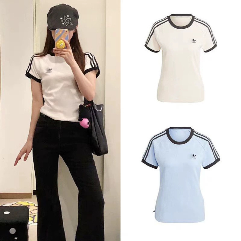 Cross-Border Clover Embroidery Regular Shoulder Round Neck Short-Sleeve T-Shirt for Women, New Summer Slim-Fit Versatile Top Cross-Border Clover Embroidery Regular Shoulder Round Neck Short-Sleeve T-Shirt for Women, New Summer Slim-Fit Versatile Top