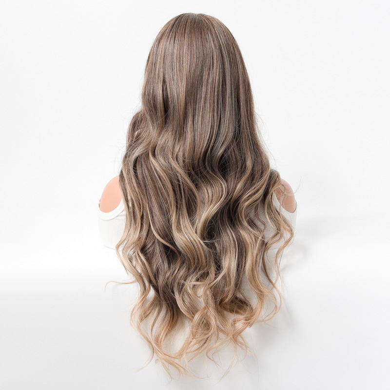 Parrucche Parrucche sintetiche da donna Parrucche europee e americane con frangia ad aria, capelli lunghi e ricci, parrucche in seta ad alta temperatura, parrucche in magazzino_voghion.com