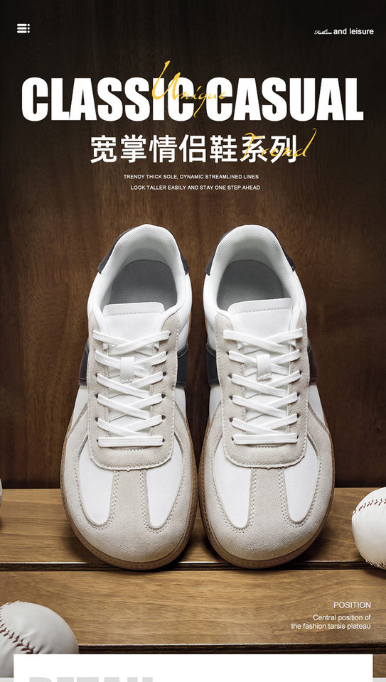 Giày sneaker da lì phối lưới form rộng mũi tròn, đế cao 3–5 cm, dây buộc, unisex — Trắng đen, Xám trắng, đen chi tiết 2