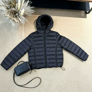 90白鹅绒泡芙排骨羽绒服女短款2026冬季新款连帽小个子龟背外套