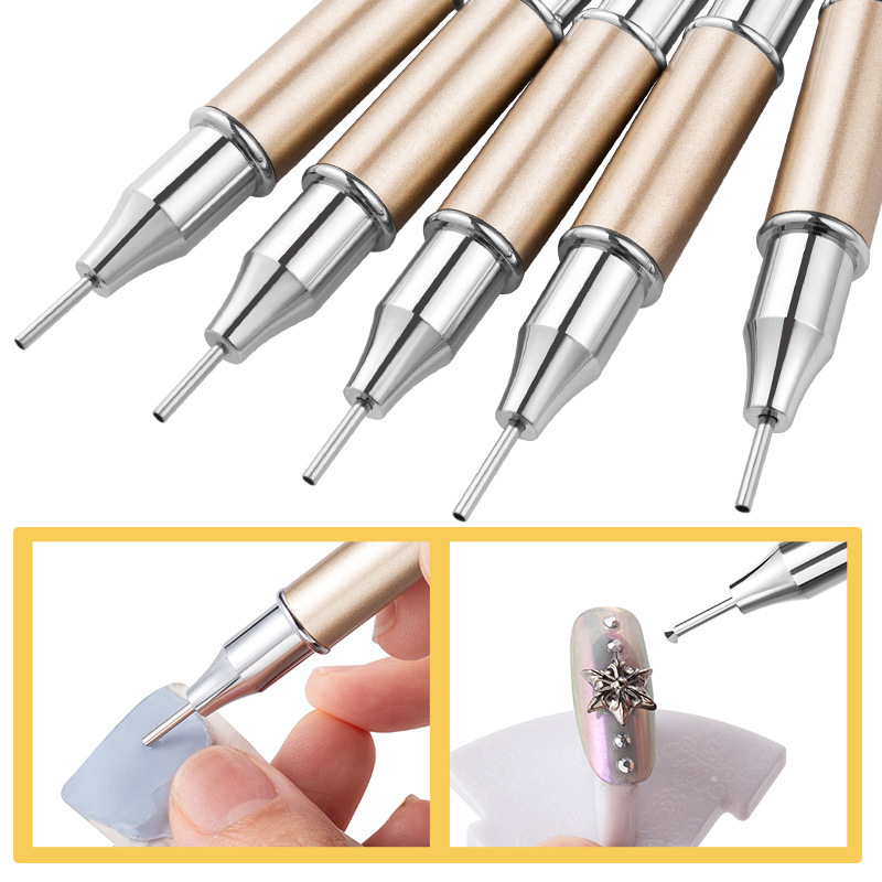 美甲点珠笔套装指甲工具波点笔专用双头带盖点勾边多头点钻笔美甲