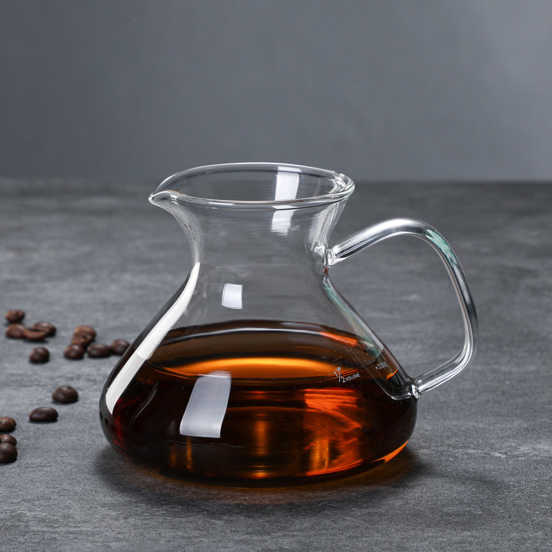 Cafetera de lavado a mano, cafetera de café compartida, vidrio resistente al calor con escala, cafetera de café, taza de filtro de café