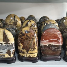 石头摆件国画石客厅玄关草花石天然奇石靠山石原石观赏石商务礼品