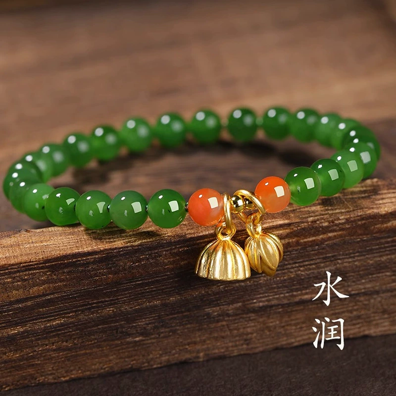Натуральный Хотан Джаспер Будда браслет из бусин кулон на удачу для девочек подруга зеленый Сапа браслет подарок на день рождения этнический стиль