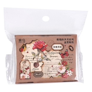 Yi niao etori material package Burning Years series rose butterfly plant journal DIY stickers 40 pieces