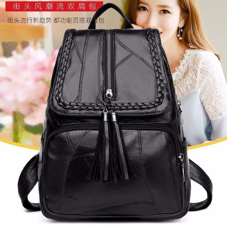 Polyurethane fashionable backpack for leisure, universal trend travel bag, shoulder bag