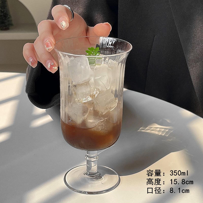 Red celebridad ins brotes de flores de brote de brota de vidrio de pies bajos tazas de postre tazas de vino tazas de jugo tazas de té de leche de alto valor de cóctel tazas