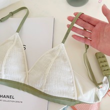 “无限期心动超薄三角杯少女内衣无钢圈绸缎边大胸显小胸文胸套装