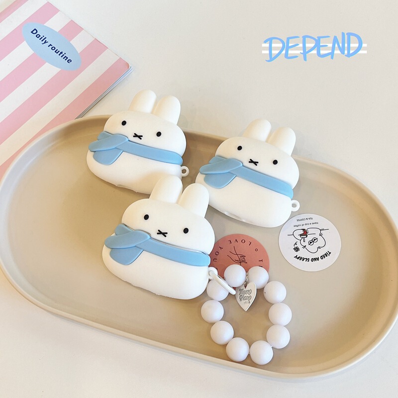 Cartoon Scarf Rabbit Airpods4 Protective Case Airpods2/3 Generation Apple Wireless Bluetooth Headphone Case Cartoon Scarf Rabbit Airpods4 Protective Case Airpods2/3 Generation Apple Wireless Bluetooth Headphone Case