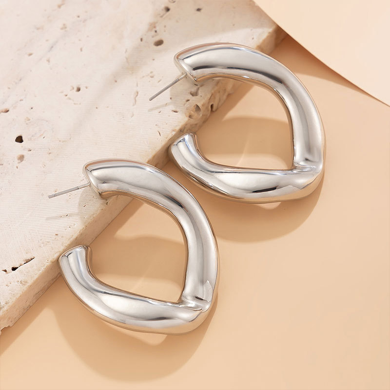 Versilberte Statement Ohrstecker Für Damen Alltagsschmuck_voghion.com
