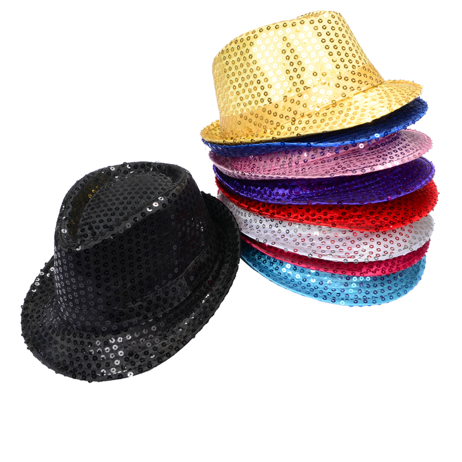 Adult and Children's Sequin Hats for June 1St Festival Stage Performances, Sequin Top Hats, Jazz Props, Dance Hats