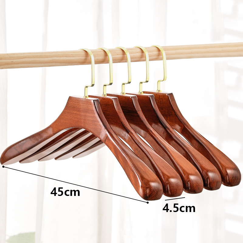 Ancho hombro Suspensión de madera maciza percha ropa de madera percha sin Traje hombres y mujeres percha ropa tienda ropa percha al por mayor
