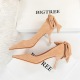 9671-A3 han edition high heel fashion shoes high heel with shallow mouth pointed bow after suede shoes