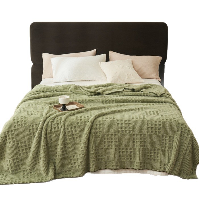 Nuevo estilo waffle Jacquard mantas de una sola capa de invierno cálido y grueso mantas de peluche de leche mantas de siesta
