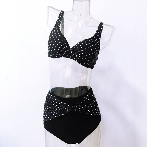 European and American sexy plus-size polka dot printed bikini swimsuit 5XL push-up plus-size